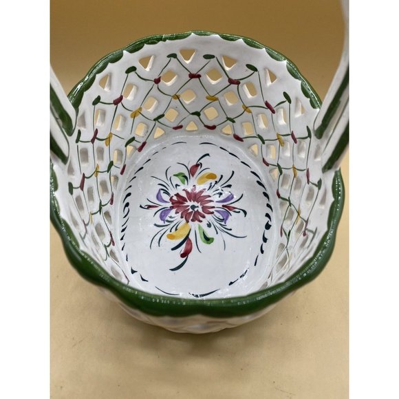 Portugal Pottery Easter Basket R C & Cal Da Juncal Porto De Mos HandPainted READ - Picture 4 of 12
